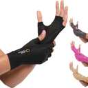Copper Compression Arthritis Gloves | Fingerless Arthritis Carpal Tunnel Pain Relief for Men & Women | Hand Support Wrist Brace for Neuropathy, Rheumatoid, Tendonitis, Swelling, Crocheting, Typing (S) (Small (1 Pair), Black)