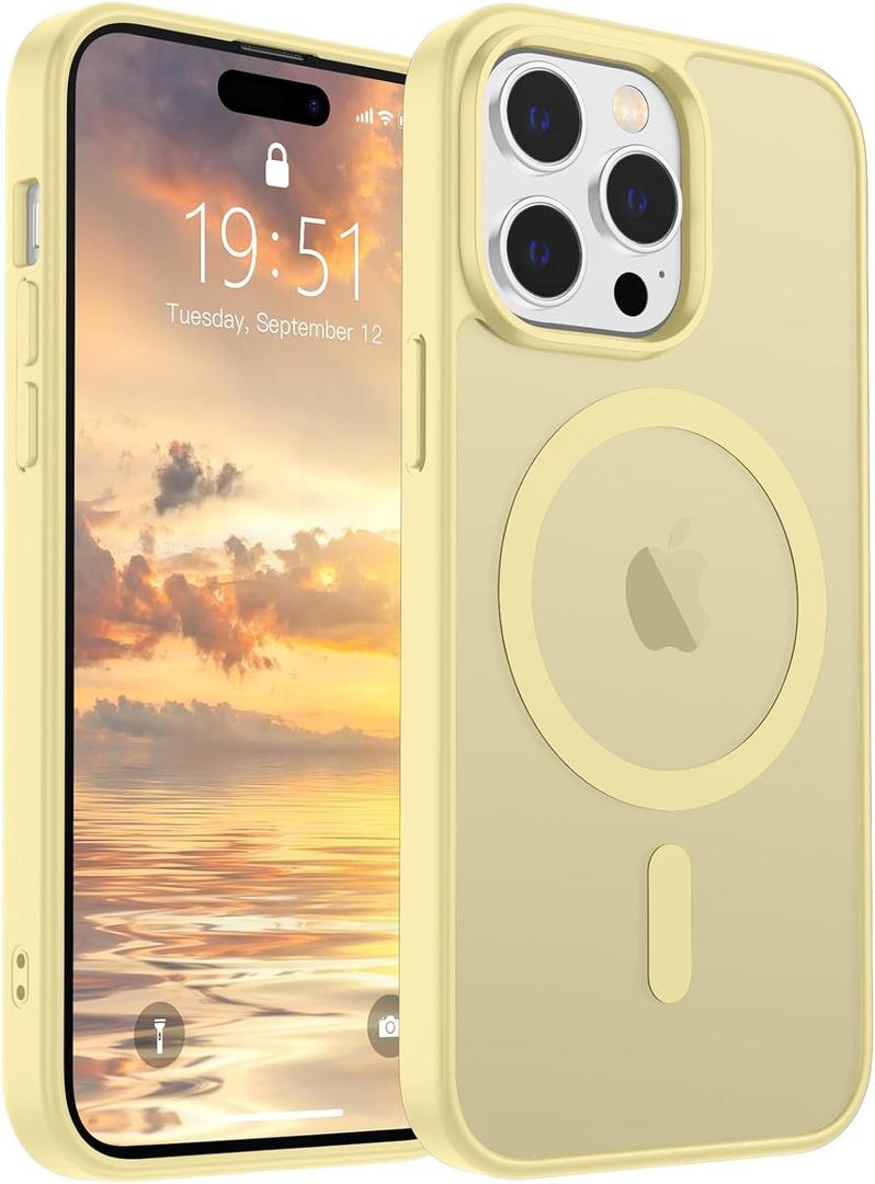 SUPFINE Magnetic for iPhone 14 Pro Max Case (Compatible with MagSafe) (Military Grade Drop Protection) Slim Translucent Matte Shockproof with Anti-Fingerprint Phone Case,Buttercream Yellow SUPFINE Magnetic for iPhone 14 Pro Max Case (Compatible with MagSafe) (Military Grade Drop Protection) Slim Translucent Matte Shockproof with Anti-Fingerprint Phone Case,Buttercream Yellow