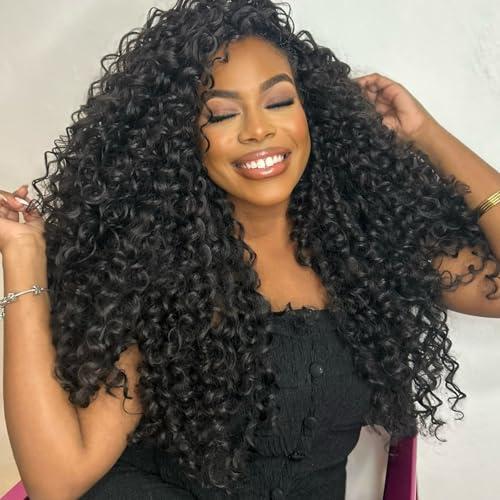8 Packs Curly Crochet Hair 24 Inch GOGO Curl Crochet Hair for Black Women Long Deep Water Wave Beach Curl Pre looped Synthetic Bohemian Crochet Braids Braiding Hair Extensions(24 Inch, 1B)