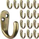 IBosins 15PCS Coat Hooks Wall Mounted Single Prong Robe Hook for Hanging Towel Hooks with 30 Screws for Bags, Hat, Cap, Scarf, Cup (Antique Brass)