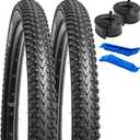 YUNSCM 2-PCS 24" Bike Tires 24 x 2.125/57-507 60TPI and 24" Bike Tubes Schrader Valve Compatible with Mountain Bike 24x2.0 24x2.10 24x2.125 24x2.15 Bike Bicycle Tires and Tubes (Y-366)