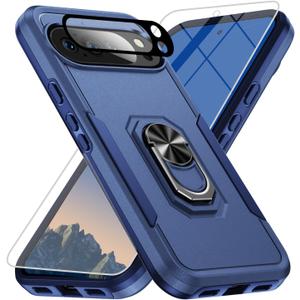 for Google Pixel 10 Pro XL Case [15 FT Military Grade Drop Protection] with Screen Protector & Lens Protector Heavy-Duty Shockproof Kickstand Case for Pixel 10 Pro XL Dark Blue