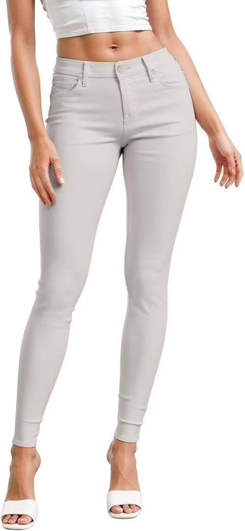 Hybrid & Company Womens Hyper Ultra Stretch Comfy Skinny Leg Work Casual Pants (Large, Light Grey)