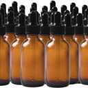 48 Pack 2oz Amber Glass Dropper Bottles, Glass Eye Dropper Bottles for Essential Oils, Perfumes