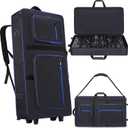 DJ Controller Case with Wheels Compatible with XDJ-AZ, Rolling DJ Travel Gig Bag with 10MM Soft Padded & Multi-pocket for DJ Controller & Accessories (with Wheels), 36.2 x 21.3 x 5.9 inches