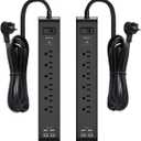 2 Pack Surge Protector Power Strip with 6 Outlets 4 USB Ports (2 USB C) 5-Foot Extension Cord Flat Plug 900 Joules 15A Circuit Breaker Wall Mount Desk USB Charging Station for Home Office