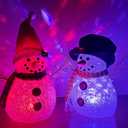 Snowman Christmas Decorations, 13.4" Light Up Indoor Snowman,Tabletop LED Color-Changing Christmas Snowman Battery Powered Colored Lights Party Supplies