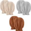 Pro Goleem Muslin Baby Mittens for Newborn, 100% Cotton No Scratch Soft Breathable Gloves for Boys and Girls 0-6 months (Brown Grey Beige 3)