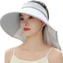 Sun Visor Hats for Women Wide Brim UPF 50+ UV Sun Protection Visor Hats Casual Adjustable Roll up Summer Beach Caps