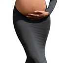 Bhome Maternity Photoshoot Dress Long Sleeve Sexy Cut-Out Backless Maternity Maxi Gown Photography Outfits, Size XL