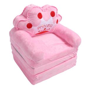 Toddler Chair, Pink Princess Tiara Fold Out Couch Bed for Kids, Soft Plush Convertible Sofa with Removable Washable Cover for Reading Napping Playing Preschool Home