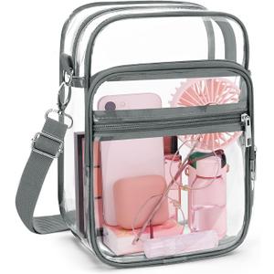 Blvornl Clear Crossbody Bag with Adjustable Shoulder Strap, Stadium Approved PVC Purse Bag, Messenger Bag (Large, Grey) Blvornl Clear Crossbody Bag with Adjustable Shoulder Strap, Stadium Approved PVC Purse Bag, Messenger Bag (Large, Grey)