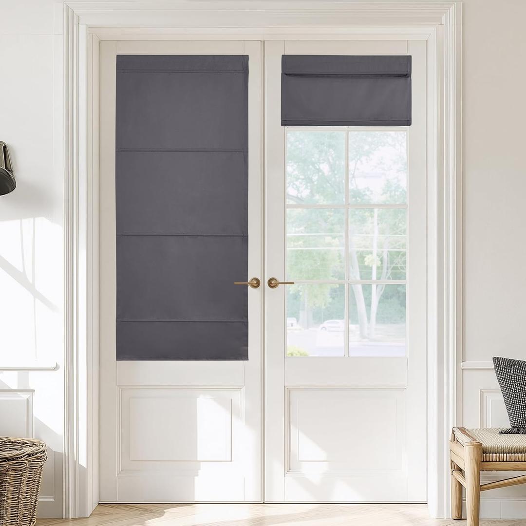 NICETOWN Blackout Door Blinds for Windows Cordless Blinds Temporary Shades No Drill Room Darkening Shade for Bedroom Bathroom Kitchen Office (Grey, 30 x 64 inch Long, 1 Panel)