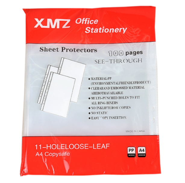 XMZ Ofice Stationery Sheet Protectors 100 Pages See-Through