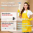 2 x AIR U+ Hands-Free Electric Toilet Brush for Seniors & Busy Households - No Bending, Effortless Clean with Disposable Heads & Holder Set