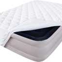 Queen Air Mattress Pad Cover Thick Quilted Inflatable Matresss Topper, Super Soft Breathable and Noiseless Down Alternative Fiber Mattress Pad Fits Up to 16 Inch Mattress