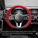 Car Steering Wheel Cover, 15 Inch Anti-Slip Suede Steering Wheel Protector with Comfortable Grip, Breathable Sporty Auto Wheel Wrap Universal Fit for Most Cars Trucks SUVs (Red)