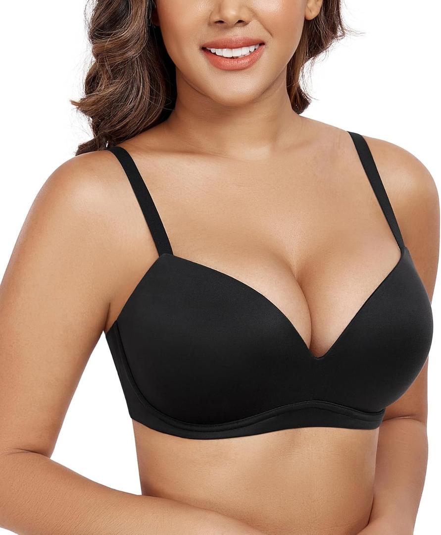 DotVol Women's Push Up Wireless Comfortable Padded Plunge No Underwire Everyday Bra, 40D