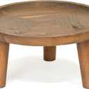 Red Co. 8.75 Dia Round Decorative Wooden Pedestal Plant Stand with Legs, Natural Brown