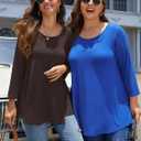 BELAROI Plus Size Tops For Women 3/4 Sleeve Comfy Tunic For Leggings Loose Casual T-Shirt (XL)