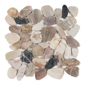 Pebble Tiles for Shower Floor, Sliced Mix River Rock, 12x12 Inch