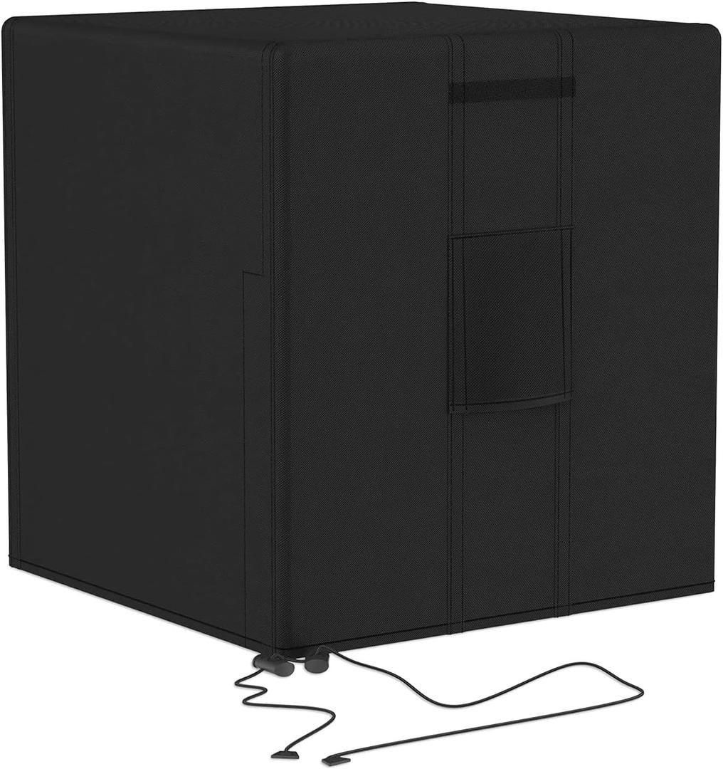 Central Large Air Conditioner Cover for Outside Units, Waterproof & Windproof Outdoor AC Units Cover Black (24"x24"x30" Inch)