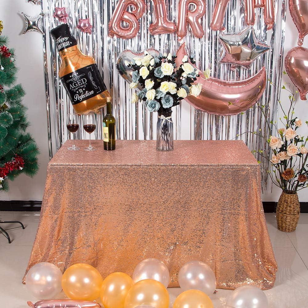 JYFLZQ Rose Gold Sequin Tablecloth - 50" x 80" Rectangular Sparkly Glitter Table Cover Overlay, Perfect for Wedding, Birthday Party, Baby & Bridal Shower