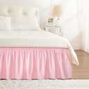 RIMELA Pink Bed Skirt Queen Size 18 Inch Drop, Wrap Around Elastic Bedskirt, Dust Ruffle for Adjustable Bed Base Machine Washable Easy to Install Bed Skirts