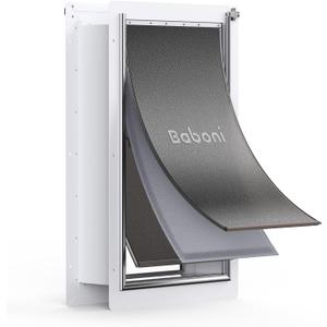 Baboni 3-Flap Pet Door for Wall, Steel Frame and Telescoping Tunnel, Aluminum Lock, Double Flap Dog Door and Cat Door, Strong and Durable (Pets Up to 220 Lb) -X-Large