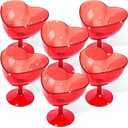 6 Pcs Valentines Day Red Martini Glasses 10 oz Heart Shaped Martini Cocktail Glasses with Stem Red Acrylic Champagne Flutes Valentines Party Supply Wine Cups for Wedding New Year Party Decor