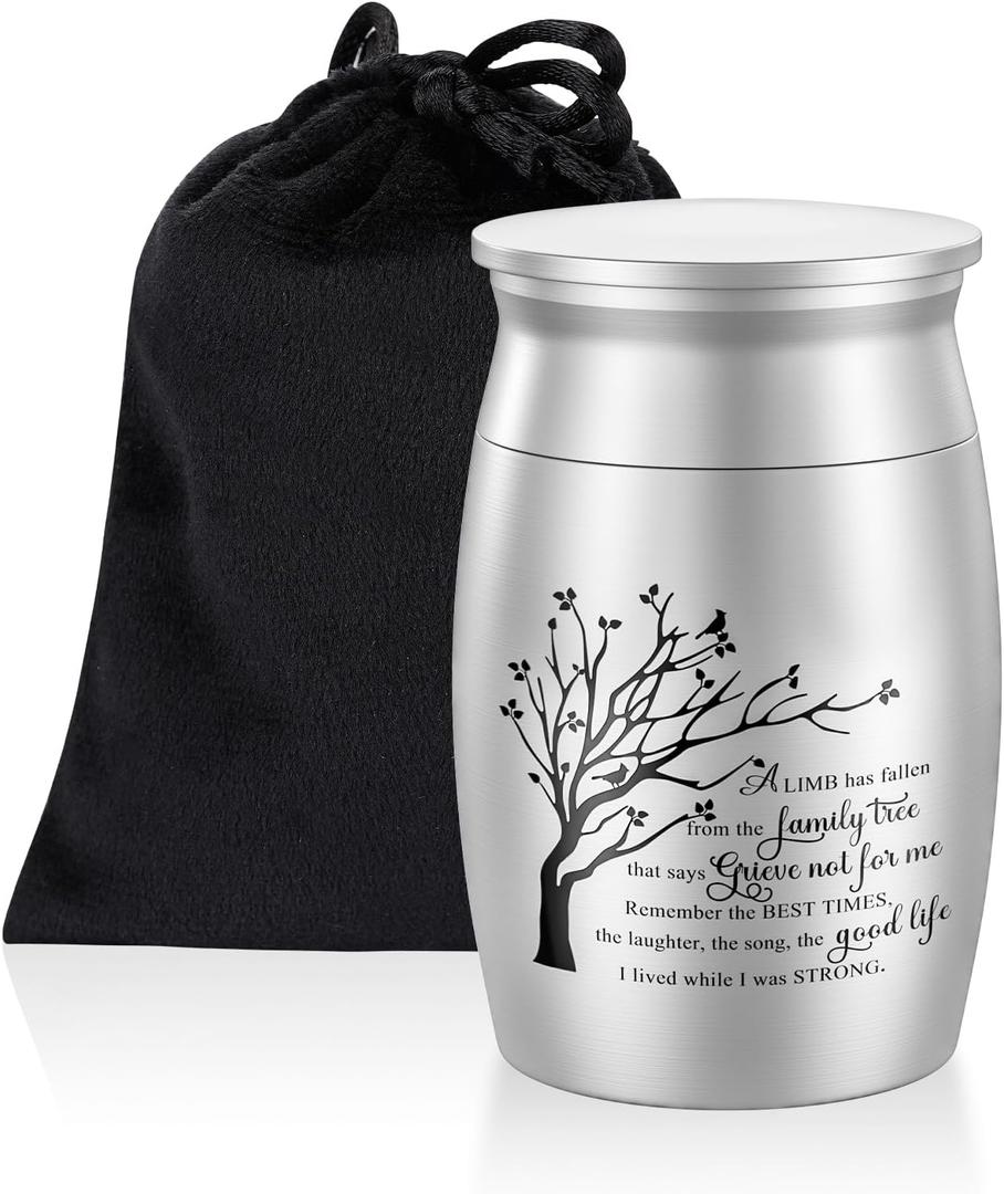 Small Urn for Human Ashes Keepsake Aluminium 3 inches Keepsake Cremation Urn for Ashes for Men Women-Silver