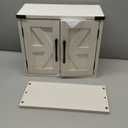 RUSTOWN Farmhouse Rustic Medicine Cabinet with Two Barn Door,Wood Wall Mounted Storage Cabinet with Adjustable Shelf and Towel Bar, 3-Tier Cabinet for Bathroom, Living Room(Vintage White)