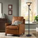 Floor Lamps for Living Room - 70" Black Torchiere Standing Floor Lamp with White Mica Shade - Tall Corner Lamp Decor for Bedroom with Adjustable Swing Arm LED Reading Light for Home Office