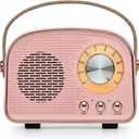 Retro Bluetooth Speaker,Wireless Vintage Speaker,Outdoors Wireless Portable Bluetooth Speakers Supports TWS Pairing/U-Disk/TF Card/AUX for Home,Travel,Outdoor (Pink)