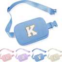 YOOLIFE Birthday Gifts for Girls Kids, Personalized Initial Small Crossbody Bags Fanny Packs for Teen Girl Kid Small Sling Bag Belt Bag for Girls Teen Girl Friend Kid Daughter Sister Gift (Blue K)