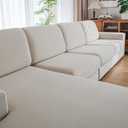 Couch Cushion Covers, Comfort Soft Magic Sofa Covers Washable Stretch Resistant Slipcovers for Sectional and L Shaped Seats Furniture Protectors for Pets (1PC X Large Sofa Cover, Ivory)
