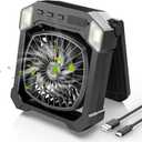 Camping Fan Battery Powered & Solar Powered, Portable Solar Fan 10000mAh Rechargeable Outdoor Fans with Light, Quiet Cordless Fans for Tent, RV, Emergency, Hiking, Power Outage, Desk, Survival Kit