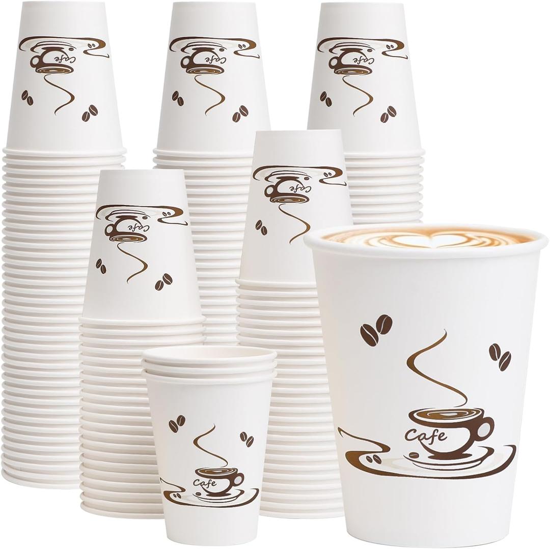 Lamosi Coffee Cups 12 oz 240 Pack, Disposable Paper Cups for Hot or Cold Drinks, Insulated Leakproof Cup for Cafe, Office, hotel and Home