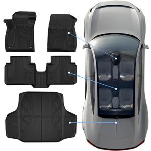 All Weather Floor Mats and Cargo Liner Fit for 2018-2022 Honda Accord Sedan, Custom Fit Floor Liners and Cargo Mat for Accord (Include Hybrid),1st 2nd Row Car Mats & Trunk Mat Full Set,Black