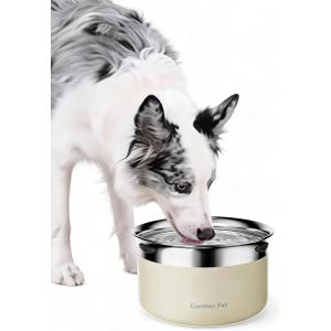 Gardner Pet Dog Bowls 1 Gallon (3.85L) Stainless Steel No Spill Water Bowl, Slow Water Feeder Metal Dog Bowls, Spill Proof Water Dispenser for Large Dogs, Promotes Healthy Hydration(White)