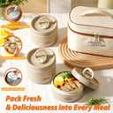 4 Tier Portable Insulated Lunch Container Set, Stackable Bento Box with Thermal Lunch Bag, Microwaveable Hot Food Container for Adults, Leakproof Thermal Food Container for Picnic, Work & Travel