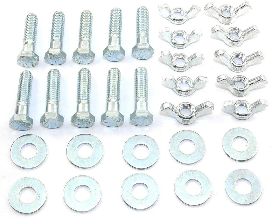 10pcs Galvanized Carbon Steel Hexagon Screw Bolts 3/8"-16x1-1/2 with 3/8"-16 Wing Nut and 3/8" Galvanized Flat Washer