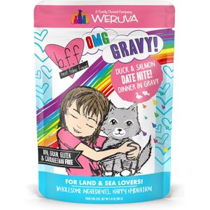 Weruva B.F.F. OMG - Best Feline Friend Oh My Gravy!, Date Nite! with Duck & Salmon in Gravy Cat Food, 2.8oz Pouch (Pack of 12)