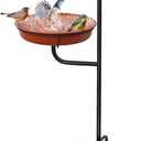 Freestanding Birdbaths Bowl Outdoor, Standing Garden Bird Bath Bird Feeder & Bird Bath Bowl, Detachable Decoration Spa Birdfeeder for Garden Patio Yard Lawn, 4 Spiky Metal Stake (Brown)