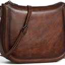 COOLCY Real Leather Crossbody Bags for Women Handbags Ladies Hobo Shoulder Purse Vintage Satchel Cross Body bag with 2 straps