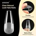 3 x JODSONE Long Straight Nails Tips Full Cover Soft Gel Nail Tips for Professional Pre-shaped Straight Shape False Nail Half Matte Fake Nail 240PCS 12 Sizes