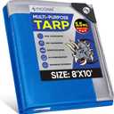 TICONN Heavy Duty Tarp Cover, Extra Thick Tarps Waterproof Tear and Rip Proof UV Resistant Tarpaulin with Reinforced Grommets and Edges (5.5 Mil, 8'x10')