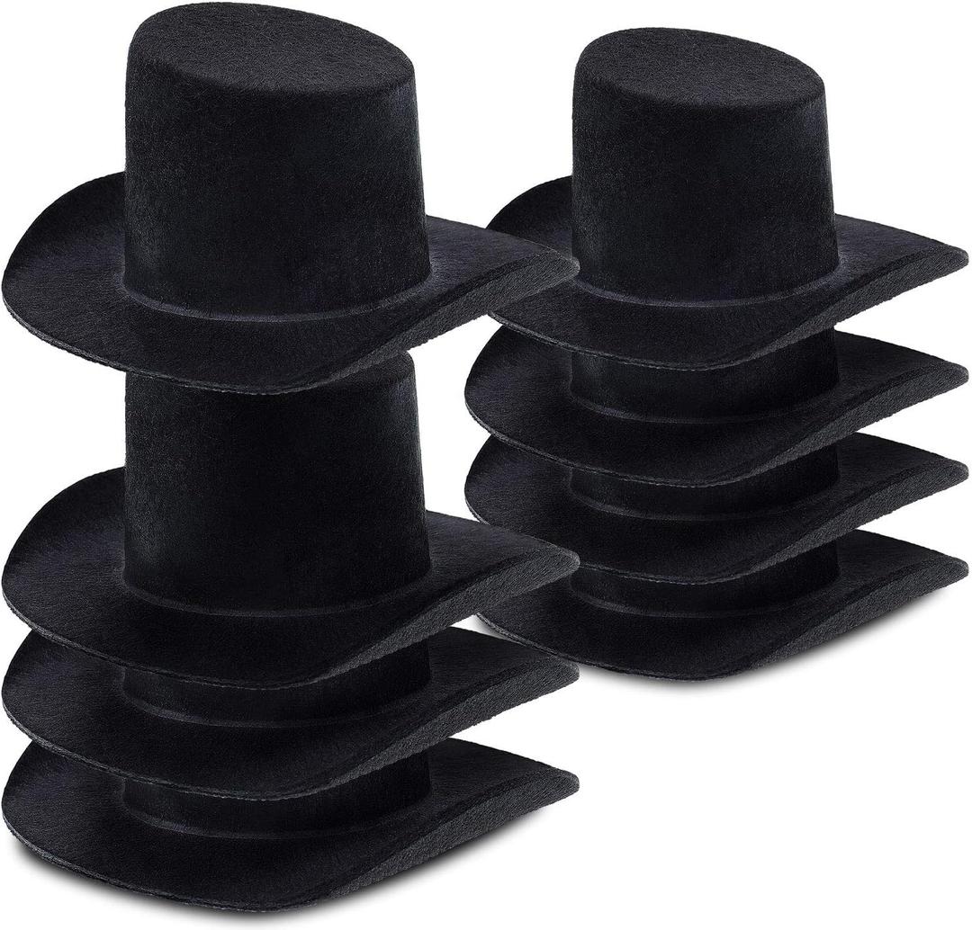 Skylety 8 Pieces Felt Top Hats Black Mini Top Hats Christmas Party Decoration for Your Snowman, Doll, or Other Craft Project
