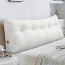 Wedge Pillow Headboard Triangular Bed Wedge Pillow for Headboard, Headboard Pillow Reading Pillow for Daybeds and Bunk Beds with Removable Velvet Cover (39x20x8Inches, White)