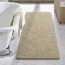 LOCHAS Luxury Bathroom Rug Shaggy Bath Mat 24 x 40 Inch, Washable Non Slip Bath Rugs for Bathroom Shower, Soft Plush Chenille Absorbent Carpets Mats, Beige